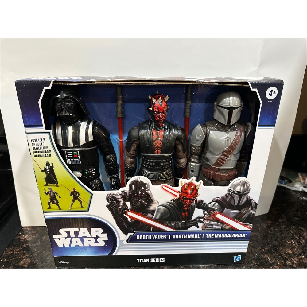 Star Wars Titan Series Darth Vader Darth Maul Mandalorian 3 Figure Pack Hasbro